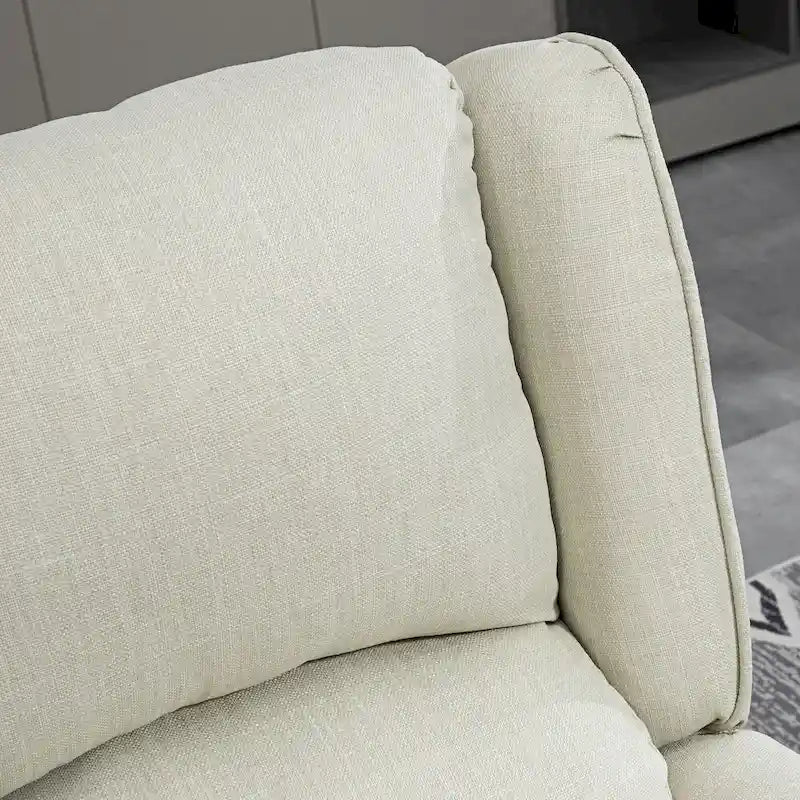Fauteuil inclinable en lin à oreilles avec massage vibrant, chauffage et repose-pieds