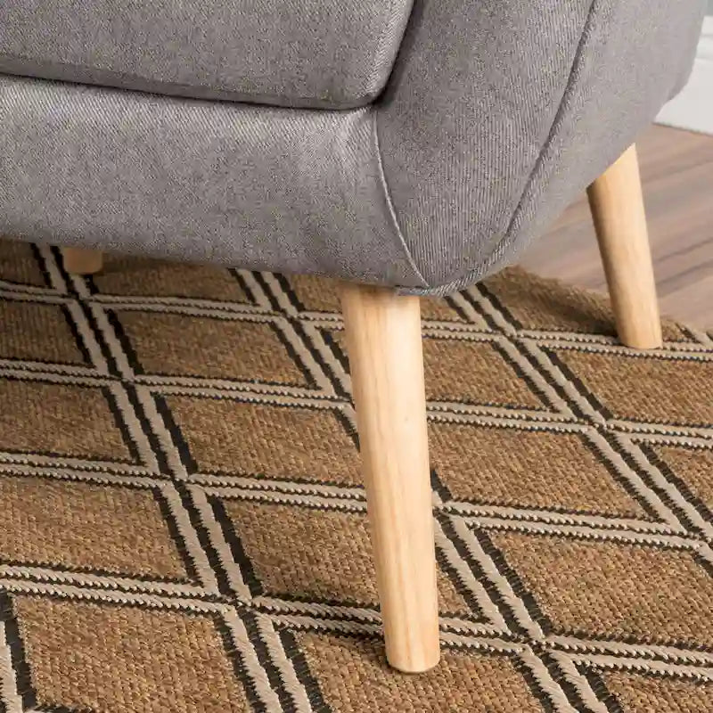 Fauteuil d'appoint haut de gamme gris à dossier à oreilles avec capitonnage