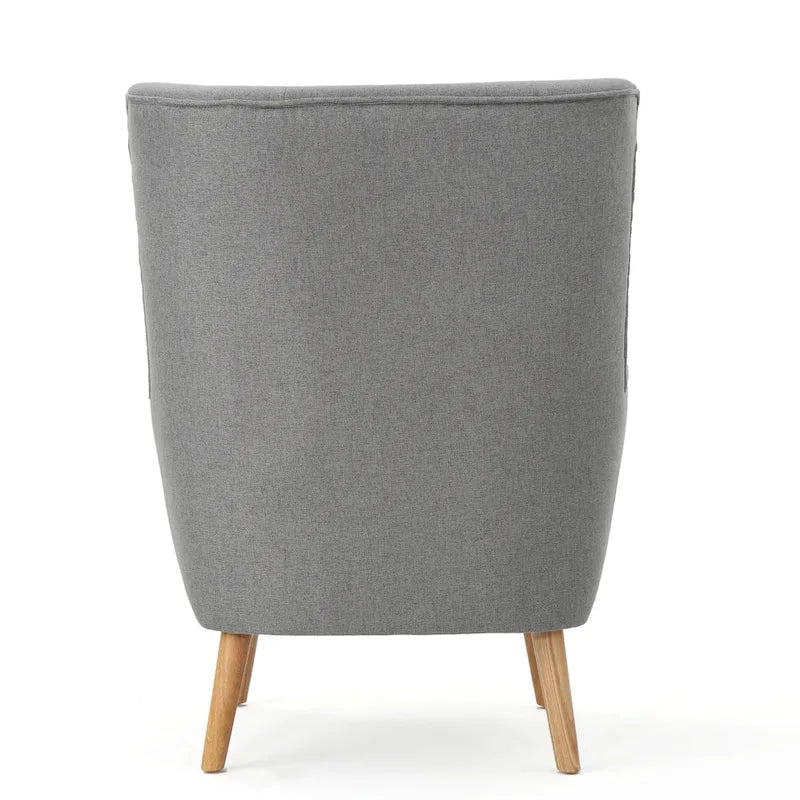 Fauteuil d'appoint haut de gamme gris à dossier à oreilles avec capitonnage