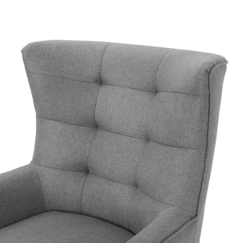 Fauteuil d'appoint haut de gamme gris à dossier à oreilles avec capitonnage