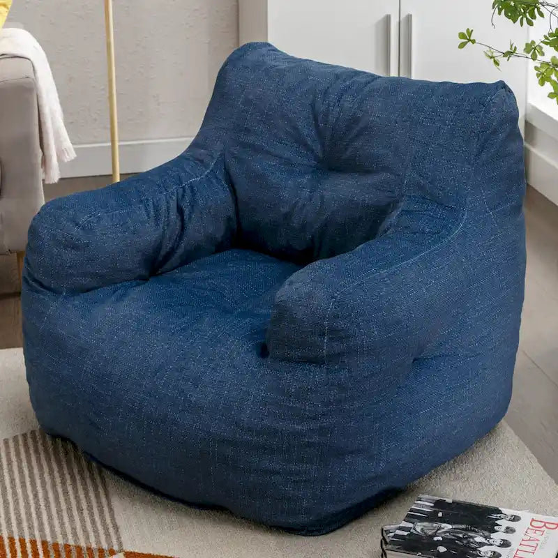 Pouf en coton et lin avec rembourrage en mousse à mémoire de forme
