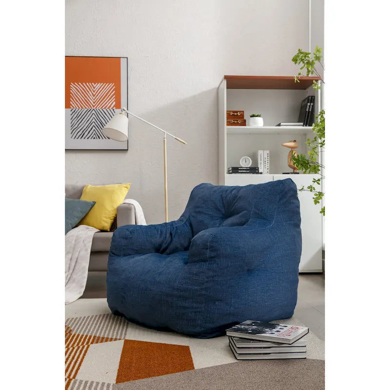 Pouf en coton et lin avec rembourrage en mousse à mémoire de forme
