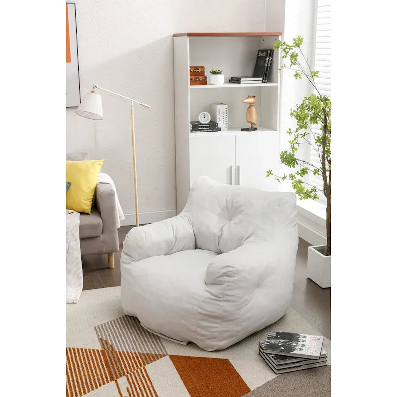 Pouf en coton et lin avec rembourrage en mousse à mémoire de forme