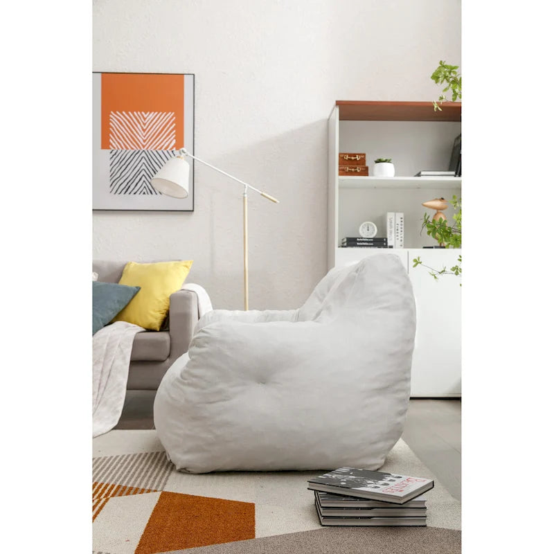 Pouf en coton et lin avec rembourrage en mousse à mémoire de forme