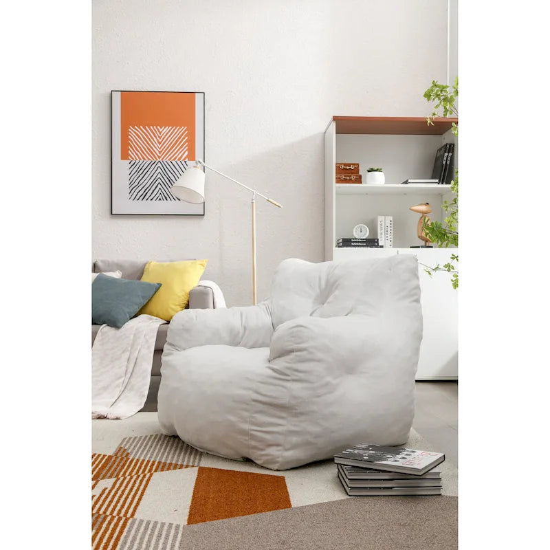 Pouf en coton et lin avec rembourrage en mousse à mémoire de forme