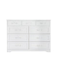 Long Wood 9-Drawer Dresser with Antique Handles