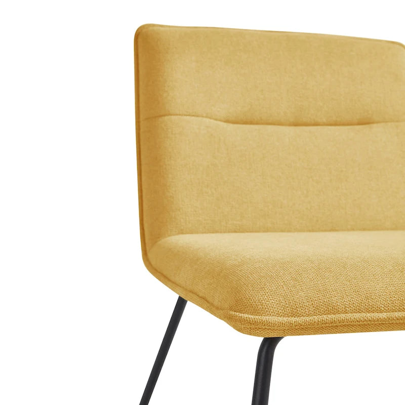 Chaise d'appoint sans accoudoirs en tissu rembourré avec pieds en métal noir