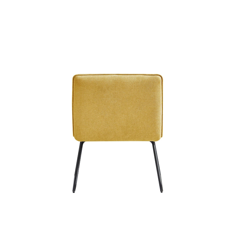 Chaise d'appoint sans accoudoirs en tissu rembourré avec pieds en métal noir