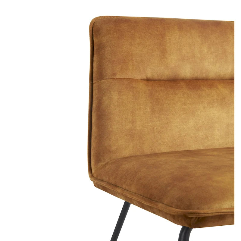 Chaise d'appoint sans accoudoirs en tissu rembourré avec pieds en métal noir