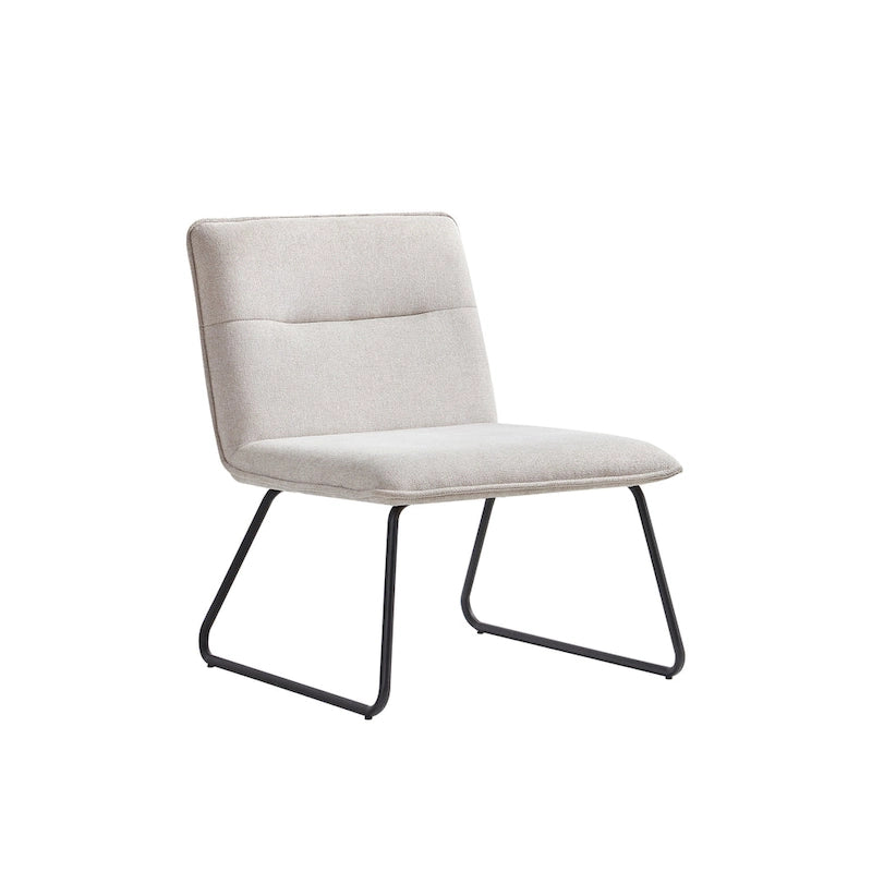 Chaise d'appoint sans accoudoirs en tissu rembourré avec pieds en métal noir