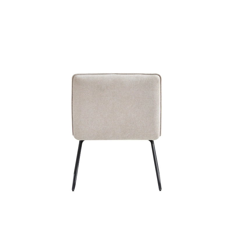 Chaise d'appoint sans accoudoirs en tissu rembourré avec pieds en métal noir