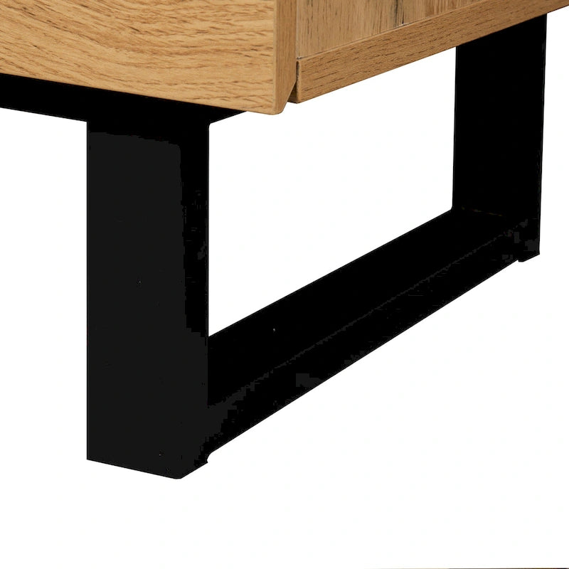 Meuble TV moderne et console multimédia pour téléviseurs jusqu'à 80 pouces – avec portes abattantes et rangements