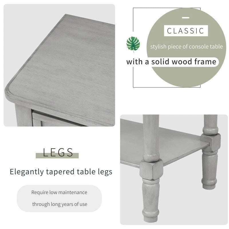 Console étroite avec 3 tiroirs et étagère inférieure