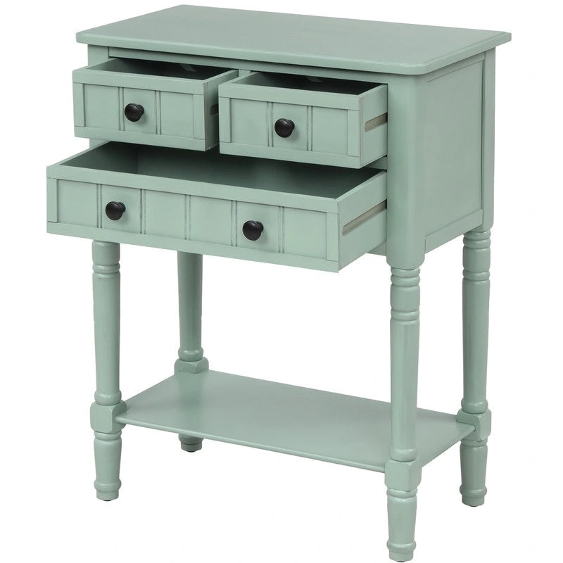 Console étroite avec 3 tiroirs et étagère inférieure