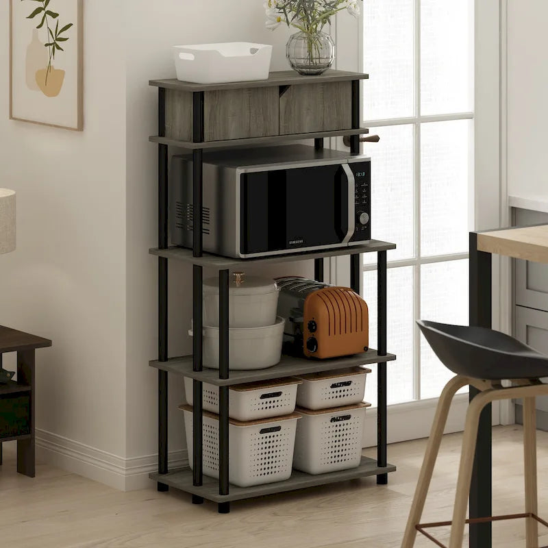 Étagère de rangement de cuisine autoportante avec armoire supérieure – Aucun outil requis