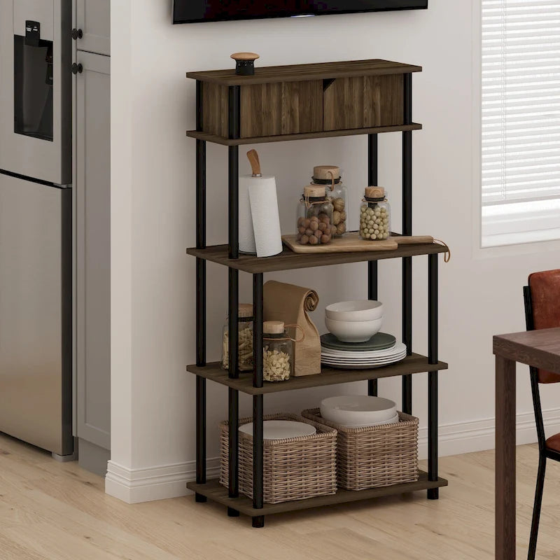 Étagère de rangement de cuisine autoportante avec armoire supérieure – Aucun outil requis
