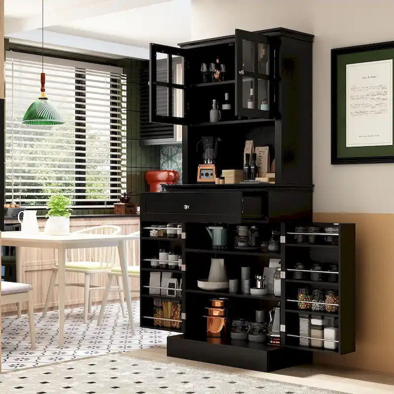 Armoire de rangement de cuisine blanche avec vaisselier et buffet
