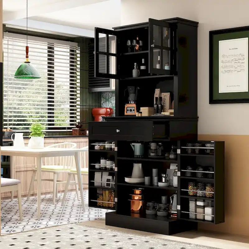Armoire de rangement de cuisine blanche avec vaisselier et buffet