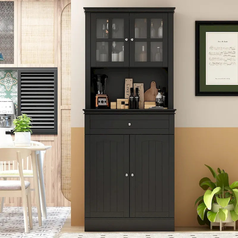Armoire de rangement de cuisine blanche avec vaisselier et buffet