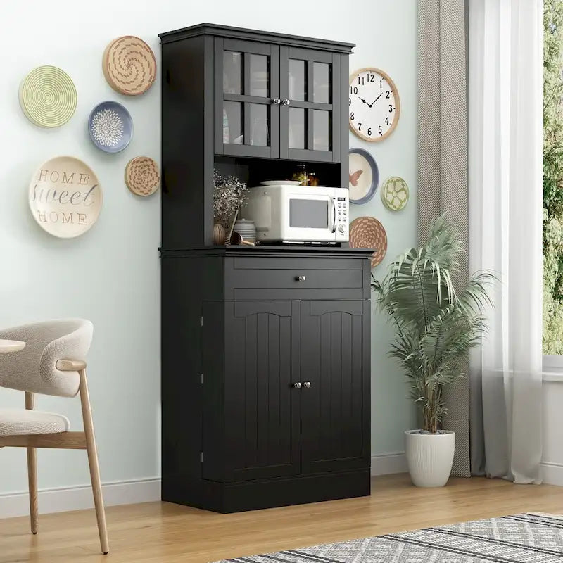 Armoire de rangement de cuisine blanche avec vaisselier et buffet