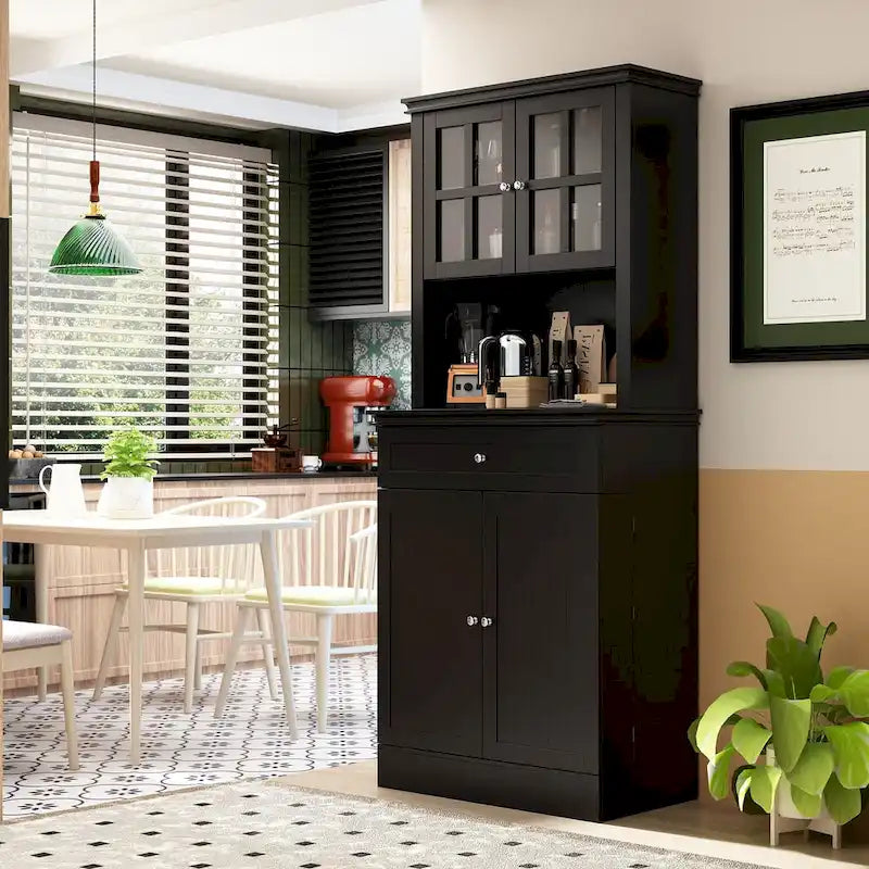 Armoire de rangement de cuisine blanche avec vaisselier et buffet