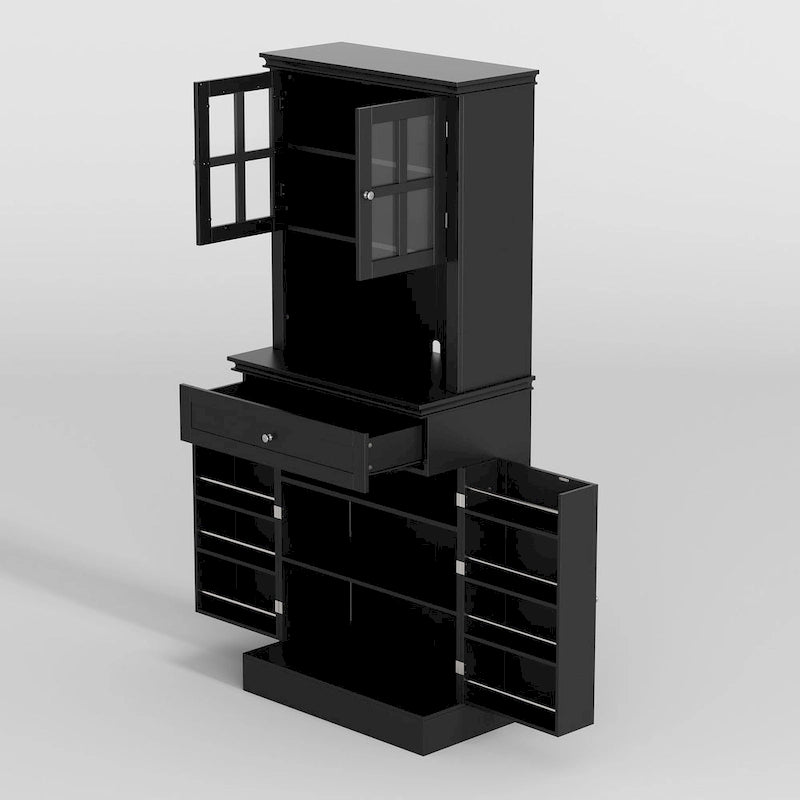 Armoire de rangement de cuisine blanche avec vaisselier et buffet