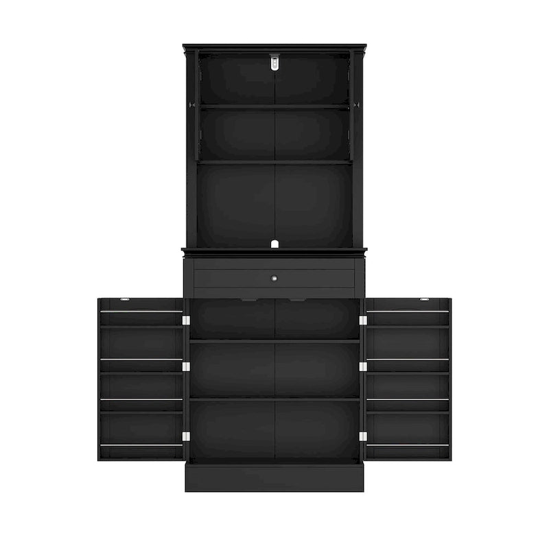 Armoire de rangement de cuisine blanche avec vaisselier et buffet