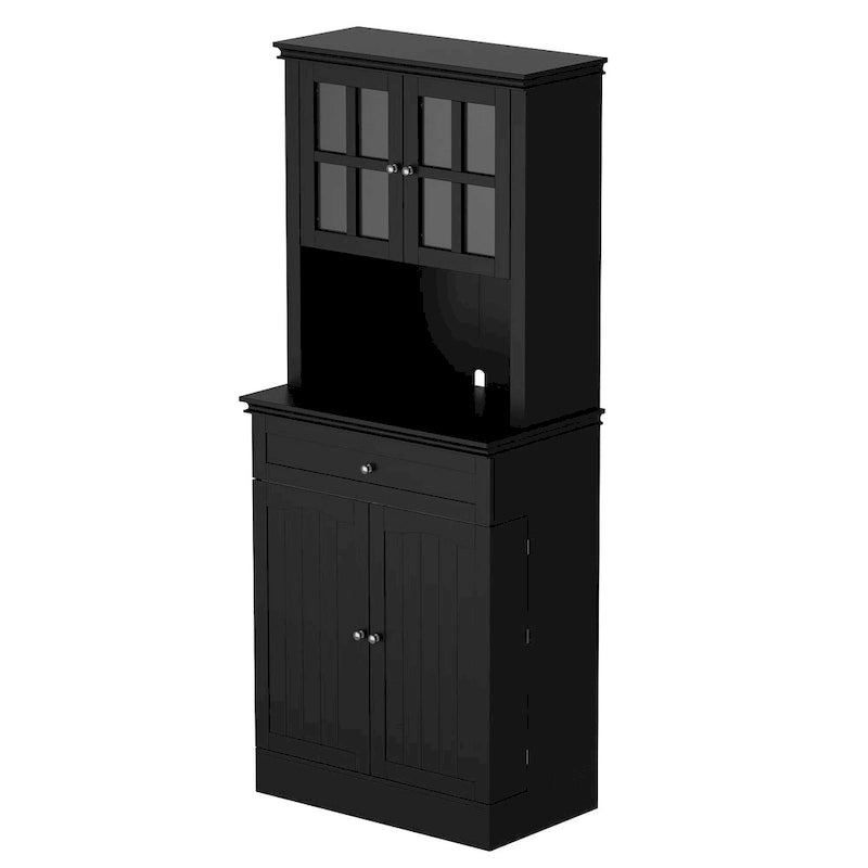 Armoire de rangement de cuisine blanche avec vaisselier et buffet
