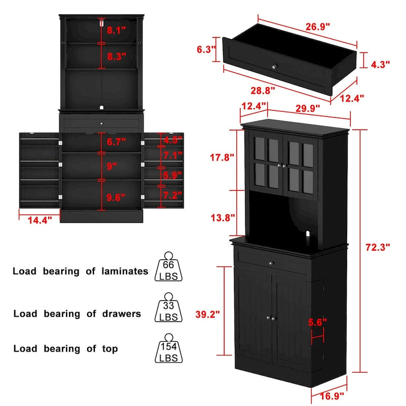 Armoire de rangement de cuisine blanche avec vaisselier et buffet