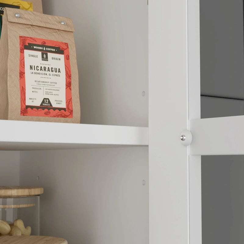Armoire de rangement de cuisine blanche avec vaisselier et buffet