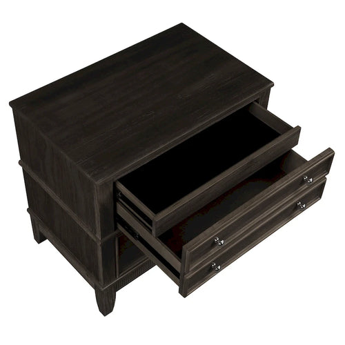 Table de chevet à 3 tiroirs avec détails cannelés et pieds à console