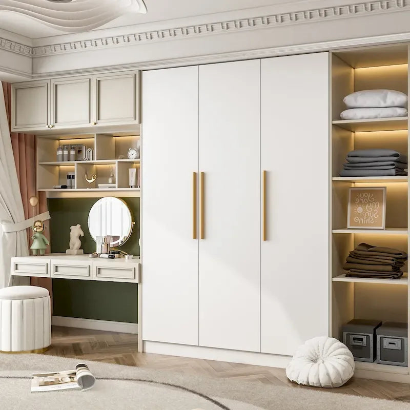 Armoire autoportante avec 6 casiers de rangement et une tringle de suspension