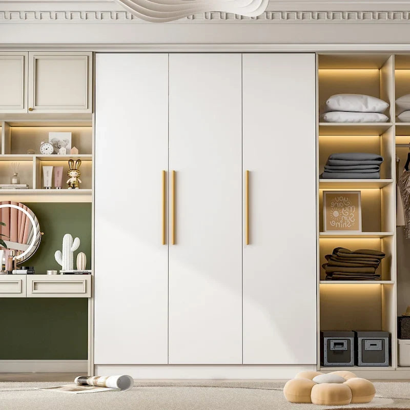 Armoire autoportante avec 6 casiers de rangement et une tringle de suspension
