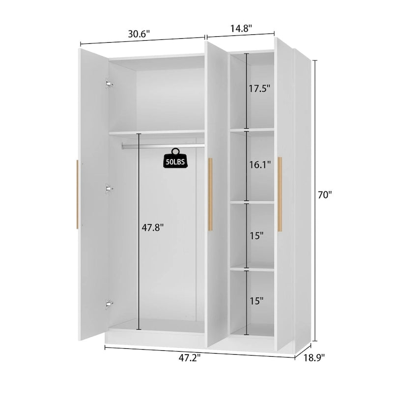 Armoire autoportante avec 6 casiers de rangement et une tringle de suspension