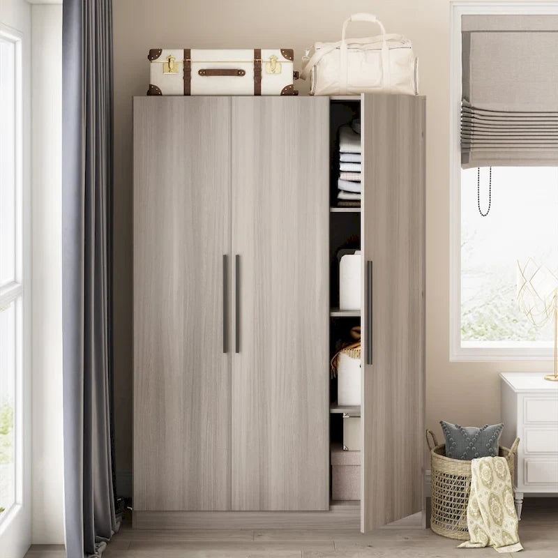 Armoire autoportante avec 6 casiers de rangement et une tringle de suspension