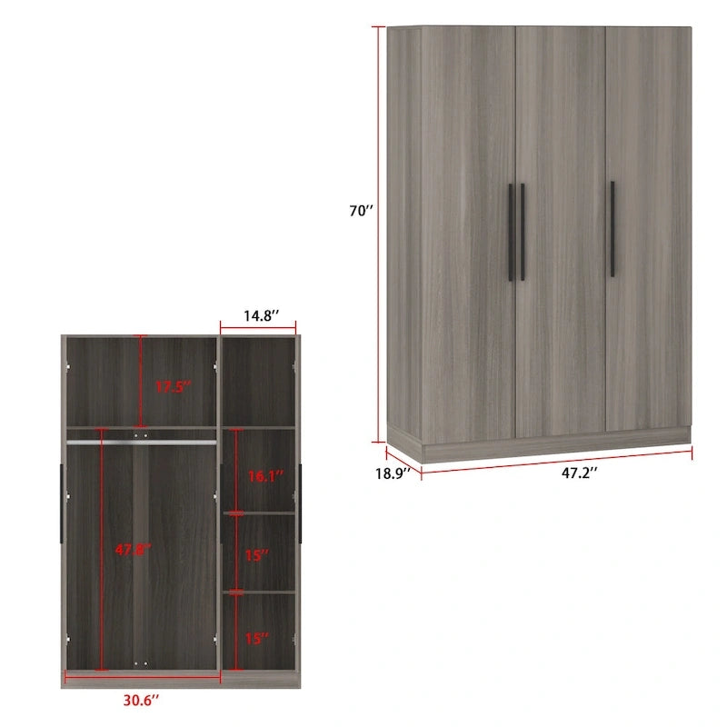 Armoire autoportante avec 6 casiers de rangement et une tringle de suspension