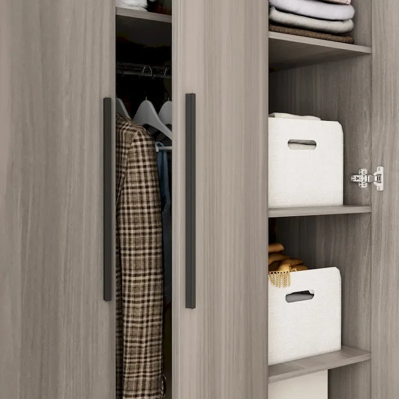 Armoire autoportante avec 6 casiers de rangement et une tringle de suspension
