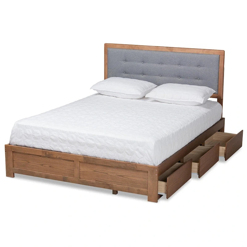 Lit de rangement moderne du milieu du siècle avec 3 tiroirs
