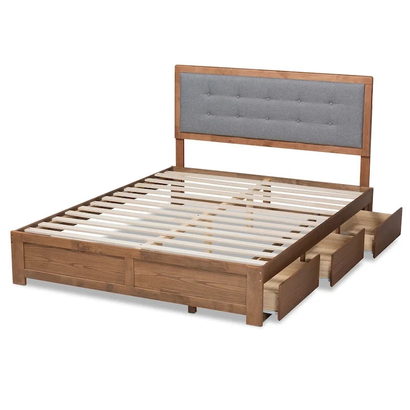 Lit de rangement moderne du milieu du siècle avec 3 tiroirs