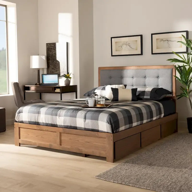 Lit de rangement moderne du milieu du siècle avec 3 tiroirs