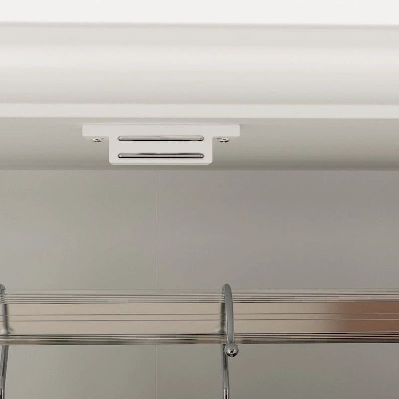 Armoire à portes miroirs avec tiroirs de rangement – Blanc et marron foncé