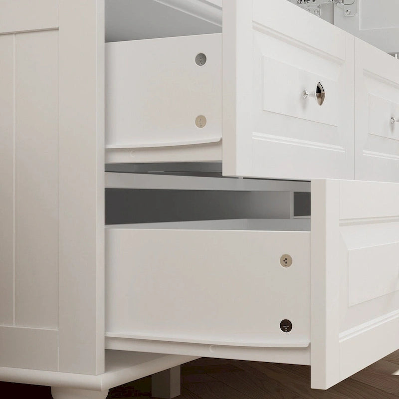 Armoire à portes miroirs avec tiroirs de rangement – Blanc et marron foncé