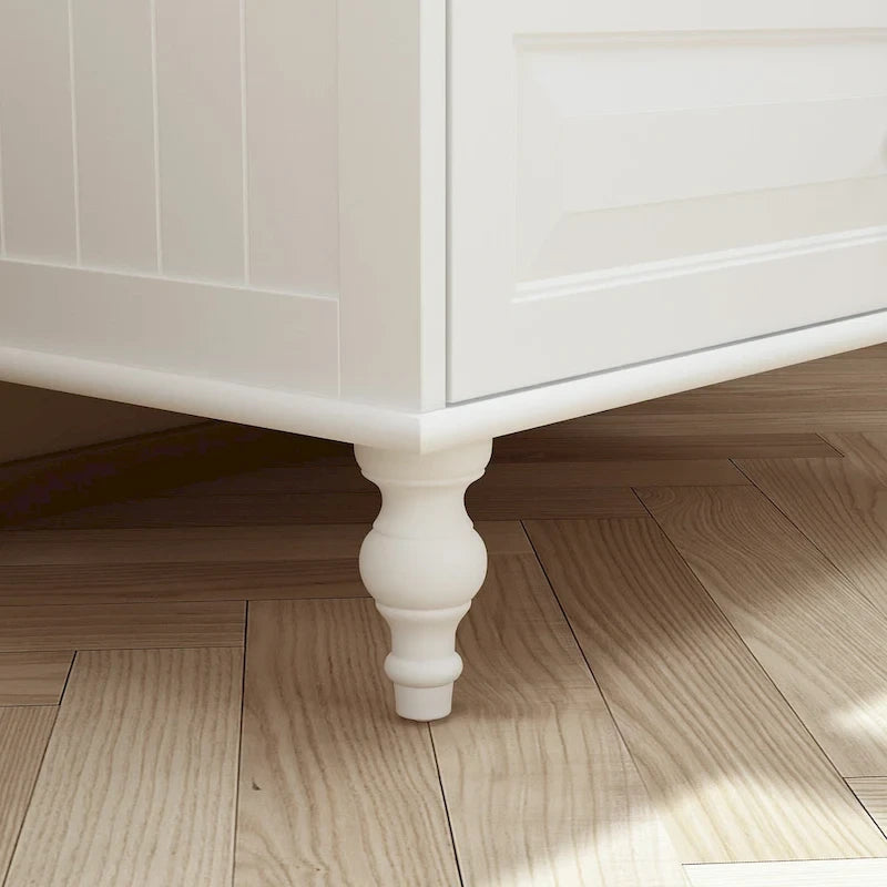 Armoire à portes miroirs avec tiroirs de rangement – Blanc et marron foncé