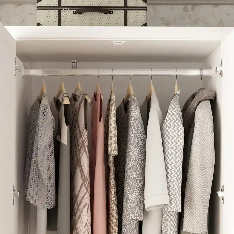 Armoire à portes miroirs avec tiroirs de rangement – Blanc et marron foncé