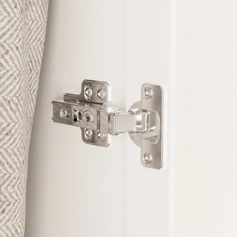 Armoire à portes miroirs avec tiroirs de rangement – Blanc et marron foncé