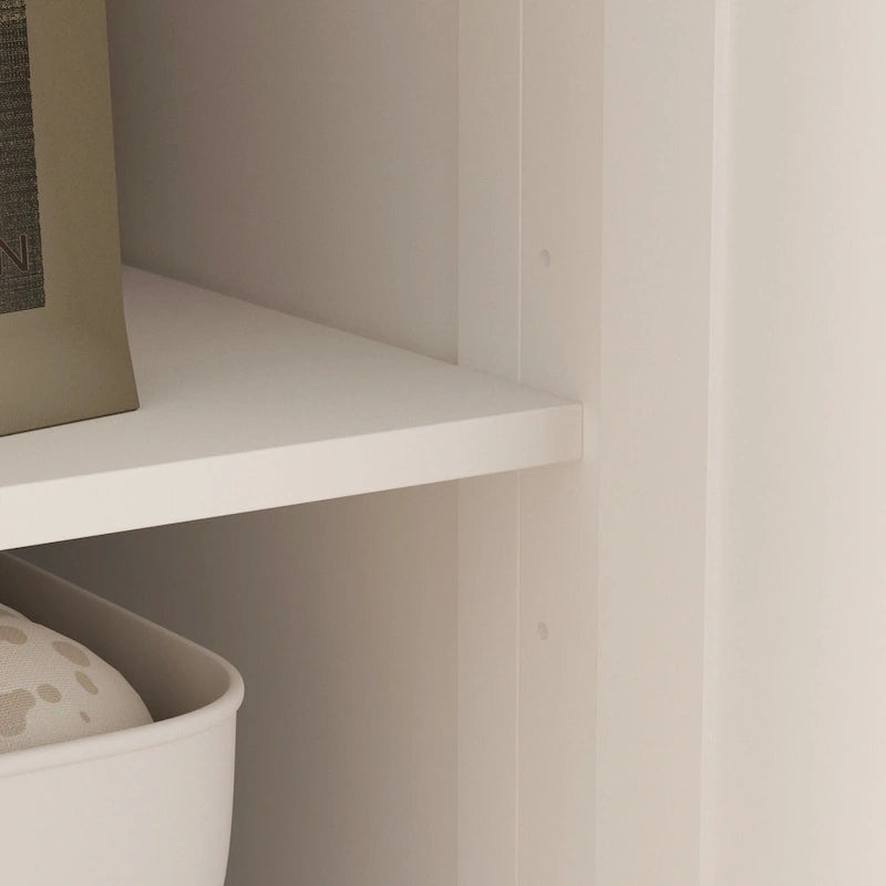 Armoire à portes miroirs avec tiroirs de rangement – Blanc et marron foncé