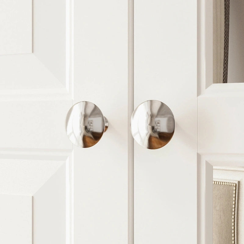 Armoire à portes miroirs avec tiroirs de rangement – Blanc et marron foncé