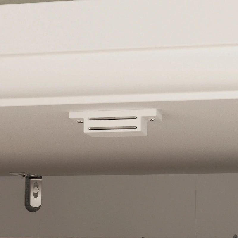 Armoire à portes miroirs avec tiroirs de rangement – Blanc et marron foncé