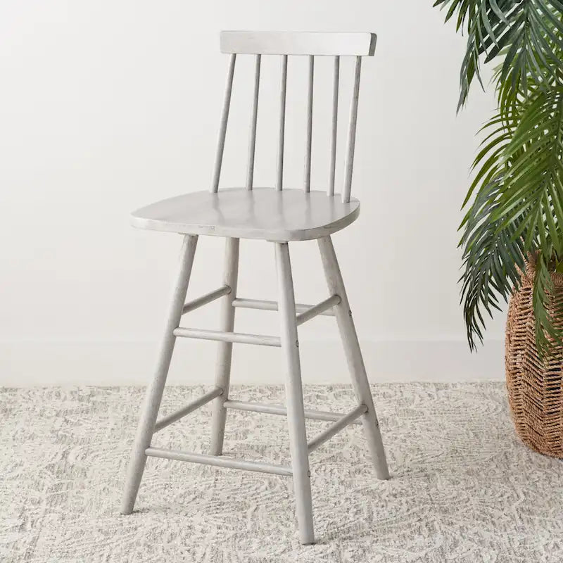Tabouret de comptoir à dossier à barreaux en bois – Hauteur d'assise 63,5 cm