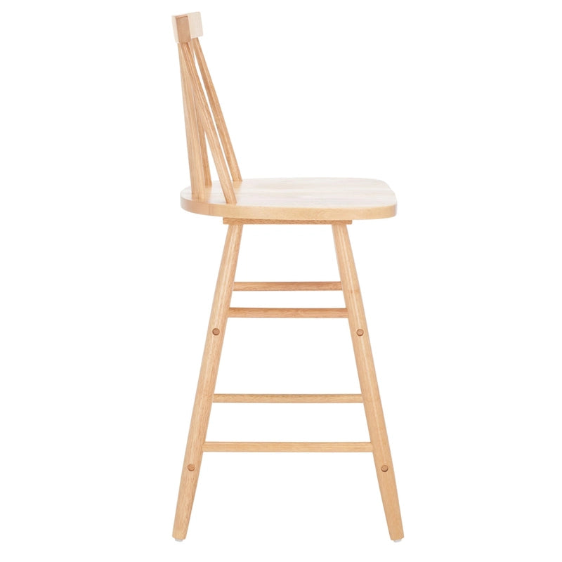 Tabouret de comptoir à dossier à barreaux en bois – Hauteur d'assise 63,5 cm